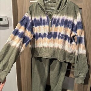 Aerie Olive and Lavender Hoodie and joggers set